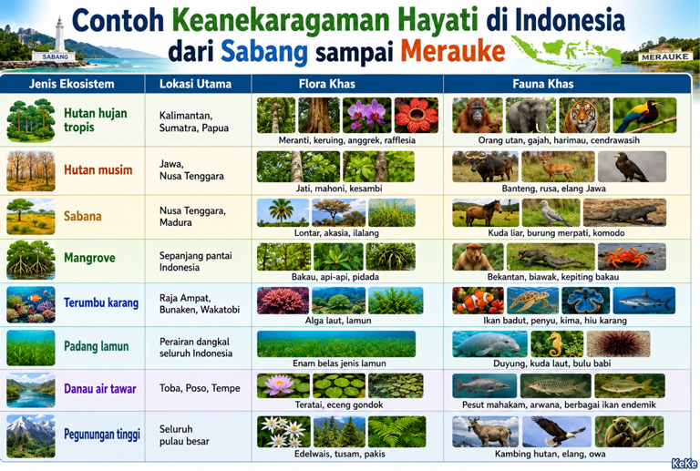 Contoh Keanekaragaman Hayati di Indonesia