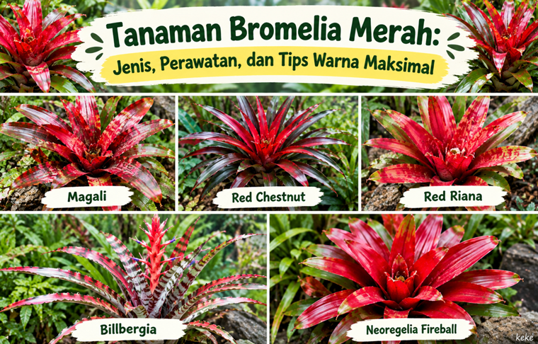 Tanaman Bromelia Merah
